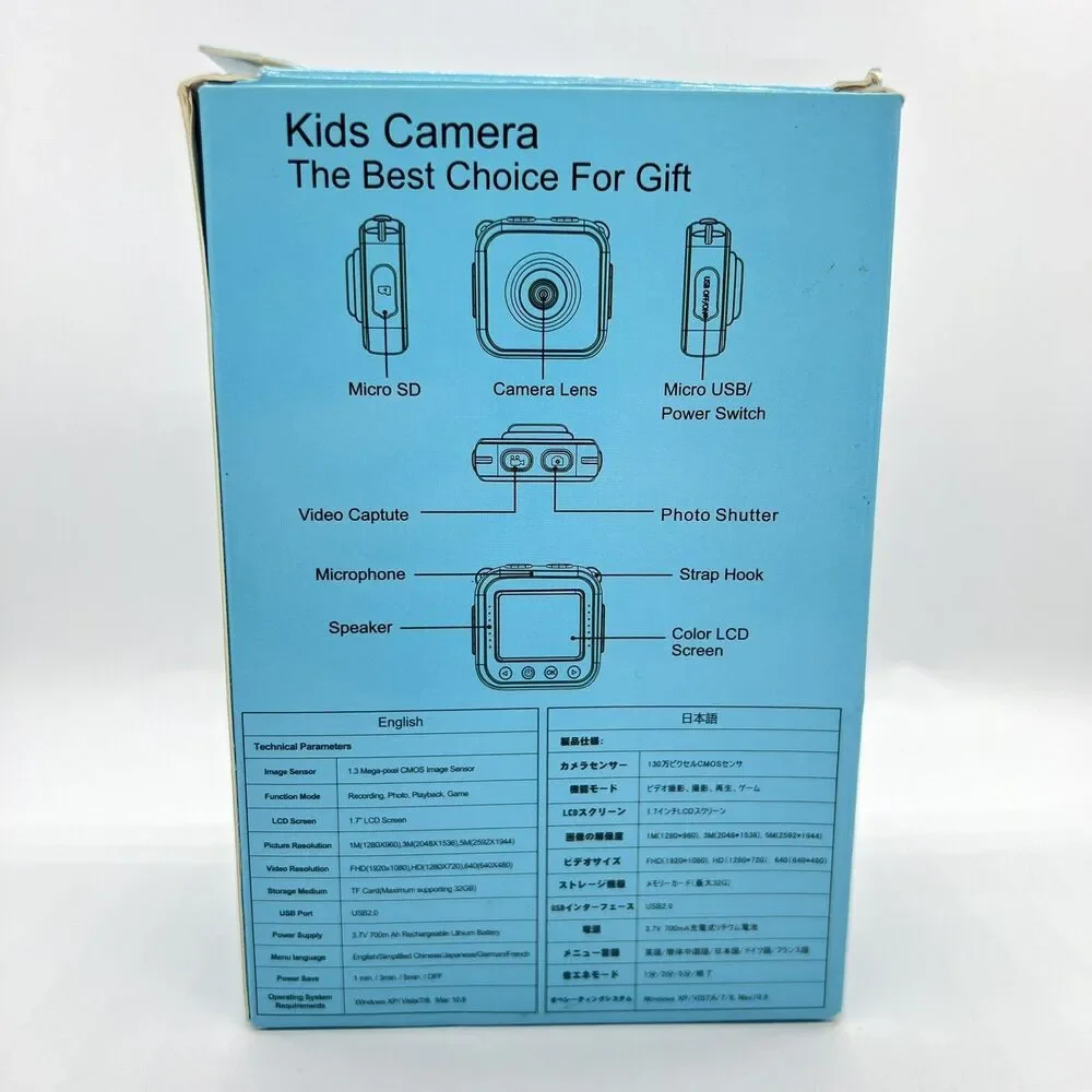 Kids Action Camera Pink w/Waterproof Hard Case & Mounting Accessories Underwater